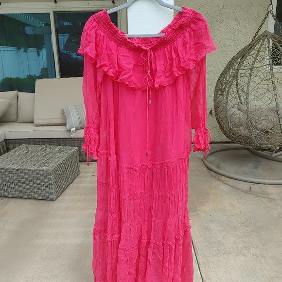 Free People Off Shoulder Cherry Maxi Dress. XS - Picture 3 of 5